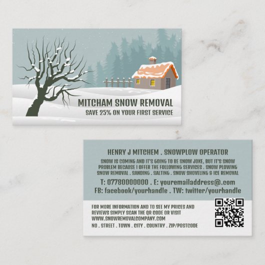 Gartenschnee, Schneebeseitigungsfirma Werbung Visitenkarte (Vorne/Hinten)