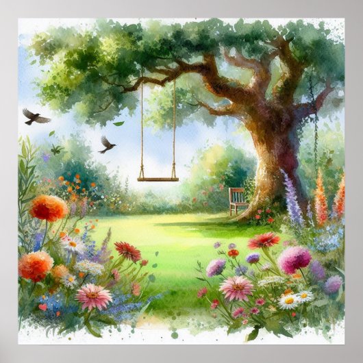 Gartenschwingenlandschaft 1 poster (Vorne)