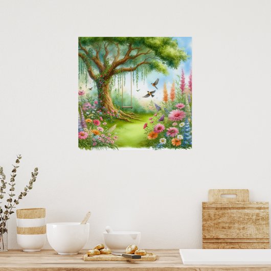 Gartenschwingenlandschaft 3 poster (Küche)