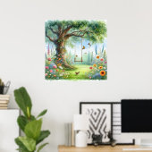 Gartenschwingenlandschaft 4 poster (Heimbüro)