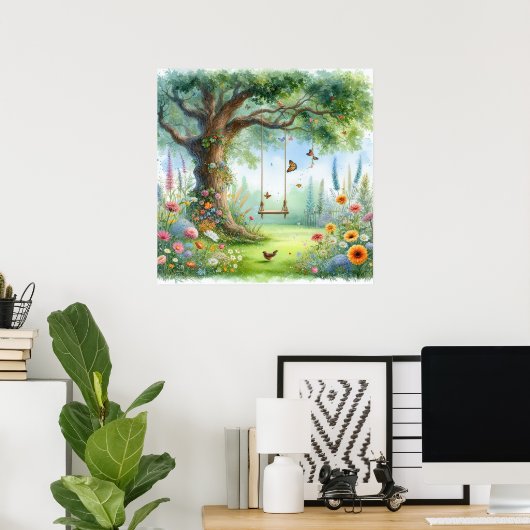 Gartenschwingenlandschaft 4 poster (Heimbüro)