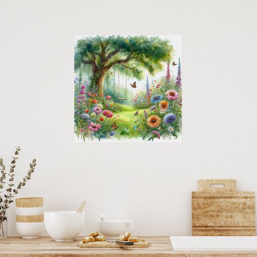 Gartenschwingenlandschaft 5 poster (Küche)