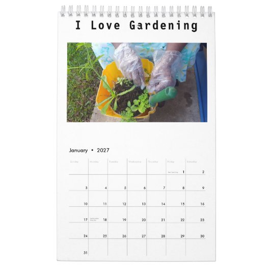 Gartenseite Single Kleiner Kalender, weiß Kalender (Jan 2027)