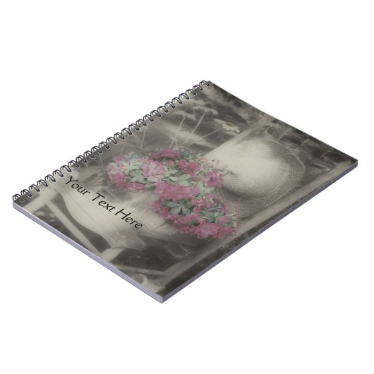 Gartensitze Blume in Schwarz-Weiß-Notebook Notizblock (Linke Seite)