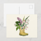 Gartenstiefel mit Tulip und Lilac Blume Postkarte (Vorne/Hinten)