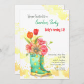 Gartenstiefel und Blume Einladung (Vorne/Hinten)