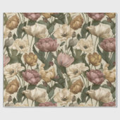 Gartenstil Multicolor Tulpe Elfenbein Blumenmuster Geschenkpapier (Flach)