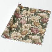 Gartenstil Multicolor Tulpe Elfenbein Blumenmuster Geschenkpapier (Ungerollt)