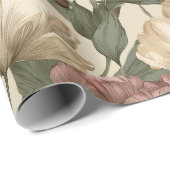 Gartenstil Multicolor Tulpe Elfenbein Blumenmuster Geschenkpapier (Rolleneckpunkt)