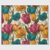Gartenstil Multicolor-Tulpe Elfenbein-Blumenmuster Geschenkpapier (Flach)