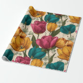 Gartenstil Multicolor-Tulpe Elfenbein-Blumenmuster Geschenkpapier (Ungerollt)