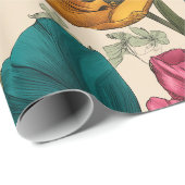 Gartenstil Multicolor-Tulpe Elfenbein-Blumenmuster Geschenkpapier (Rolleneckpunkt)