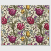 Gartenstil Multicolor-Tulpe Elfenbein-Blumenmuster Geschenkpapier (Flach)