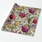 Gartenstil Multicolor-Tulpe Elfenbein-Blumenmuster Geschenkpapier (Ungerollt)