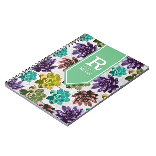 Gartensukkulente & Weißholz | PERSONALISIERT Notizblock (Linke Seite)