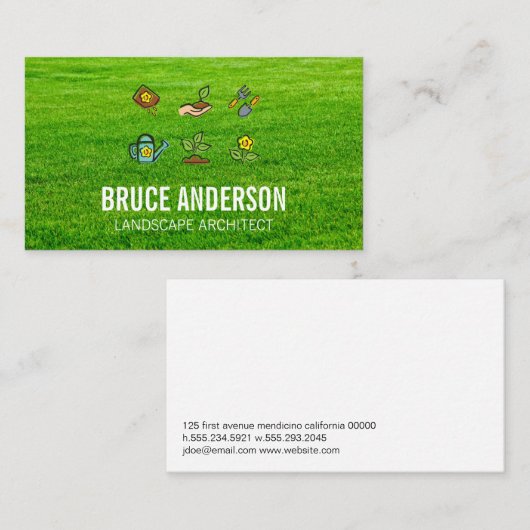 Gartensymbole | Grasschnitt Visitenkarte (Vorne/Hinten)
