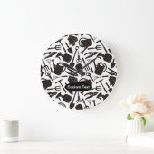 Gartensymbole Silhouetten Große Wanduhr (Zuhause)