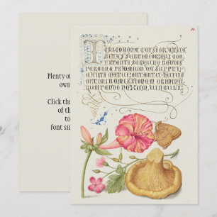 Gartenszene mit Blumen, Schmetterling und Pilz Einladung