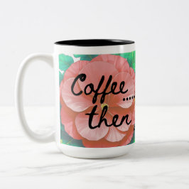Gartenthemen-Tasse mit Blumen und Werkzeugen Zweifarbige Tasse