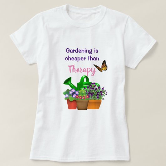 Gartentherapie mit gepolsterten Pflanze Garten T-Shirt (Design vorne)
