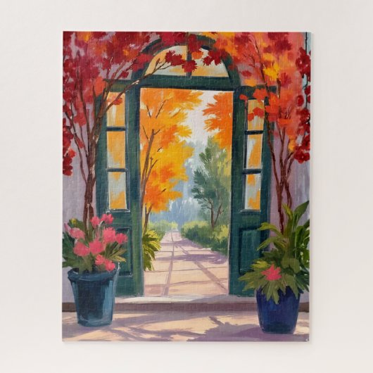 Gartentor | Aquarell-Botanische Blumenmalerei Puzzle (Vertikal)