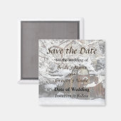Gartentor im Winter Save the Date Magnet (Vorderseite/Rückseite)
