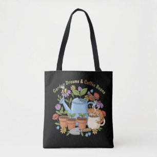 Gartenträume & Kaffeebohnen Süße Katze Cottagecore Tasche