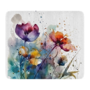 Gartentraumlandschaft: Abstrakte Aquarellblume Schneidebrett