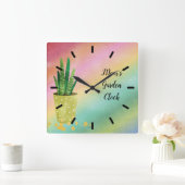 Gartenuhr der Mama mit gepolsterter Pflanze Quadratische Wanduhr (Zuhause)