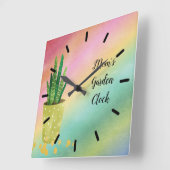 Gartenuhr der Mama mit gepolsterter Pflanze Quadratische Wanduhr (Winkel)
