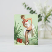 Gartenunfall Pin Up Postkarte (Stehend Vorderseite)