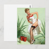 Gartenunfall Pin Up Postkarte (Vorne/Hinten)