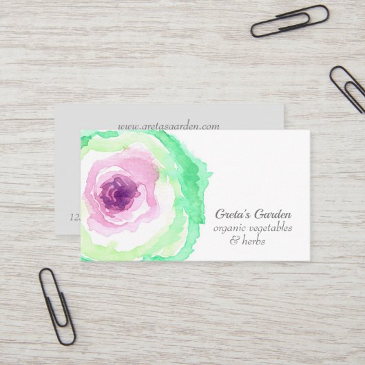 Gartenvegetables Kohl Kräuter Wasserfarbe Visitenkarte (Vorderseite/Rückseite Beispiel)