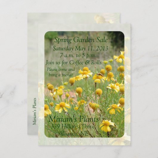 Gartenverkauf Einladungspostkarte (Vorne/Hinten)