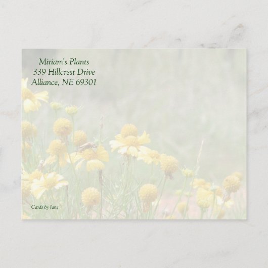 Gartenverkauf Einladungspostkarte (Rückseite)