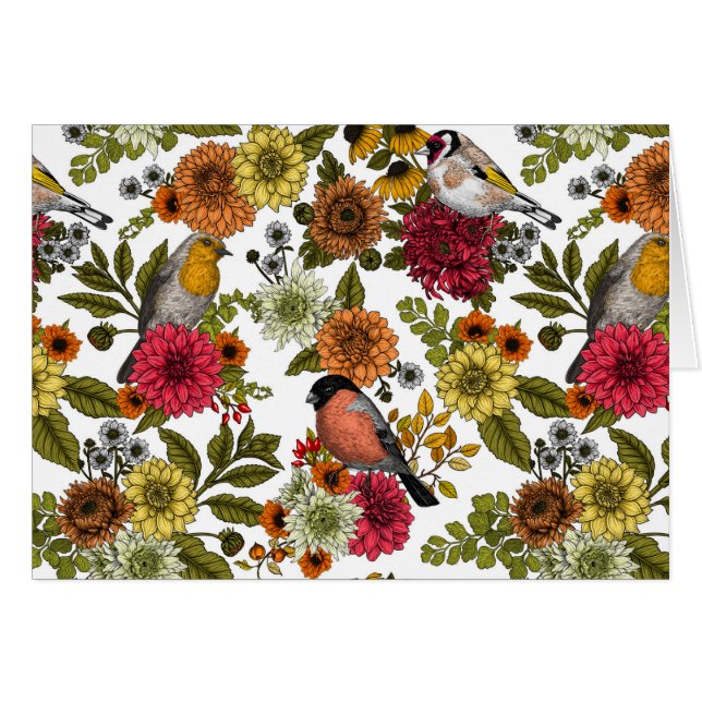 Gartenvögel und Blume 1 (Vorderseite (Horizontal))