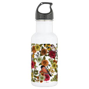 Gartenvögel und Blume 1 Edelstahlflasche