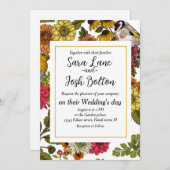 Gartenvögel und Blume 1 Einladung (Vorne/Hinten)