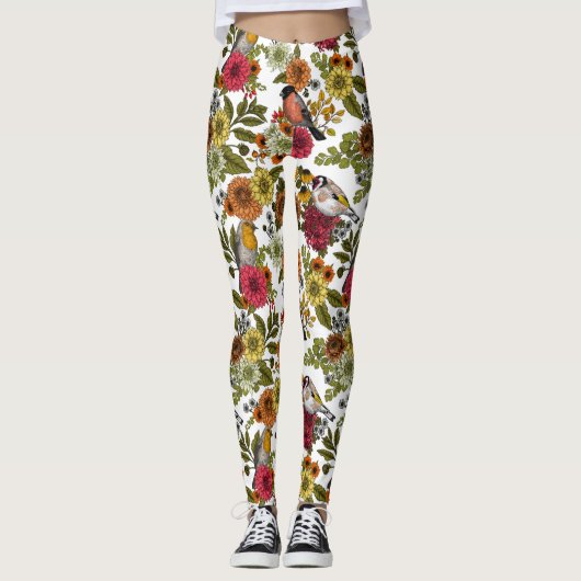 Gartenvögel und Blume 1 Leggings (Vorderseite)