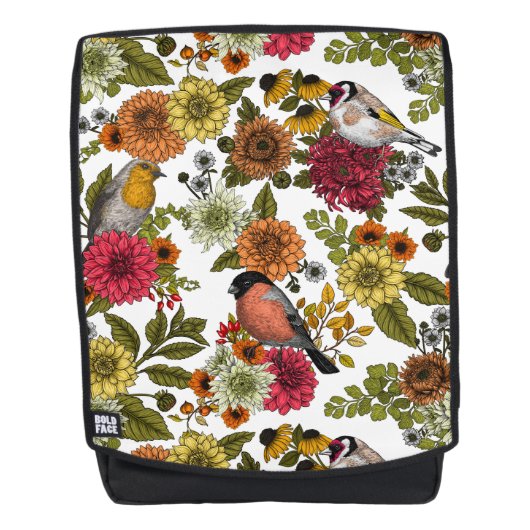 Gartenvögel und Blume 1 Rucksack (Vorderseite)