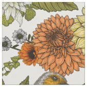 Gartenvögel und Blume 1 Stoff (Nahaufnahme)