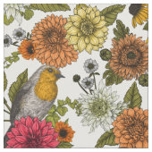 Gartenvögel und Blume 1 Stoff (Nahaufnahme)