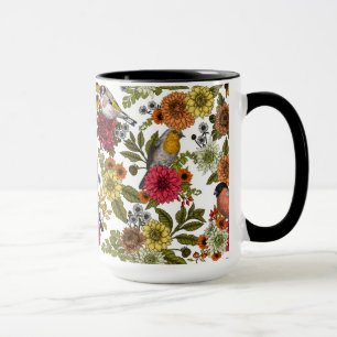 Gartenvögel und Blume 1 Tasse