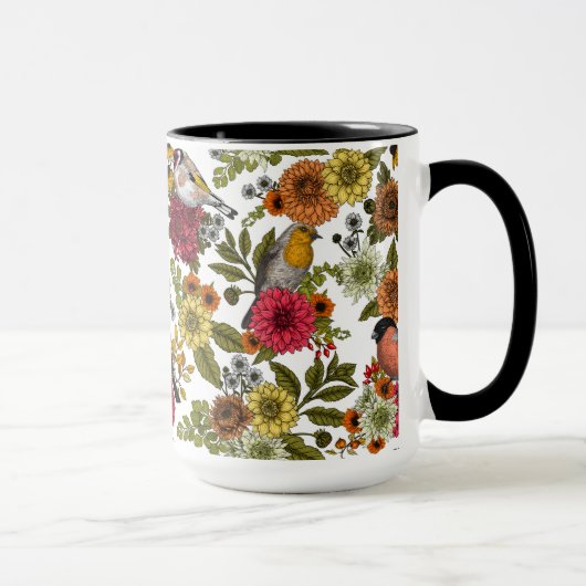 Gartenvögel und Blume 1 Tasse (Rechts)