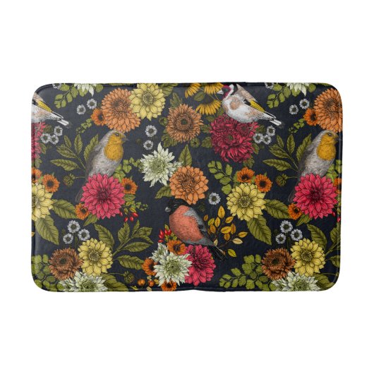 Gartenvögel und Blume 2 Badematte (Vorderseite)