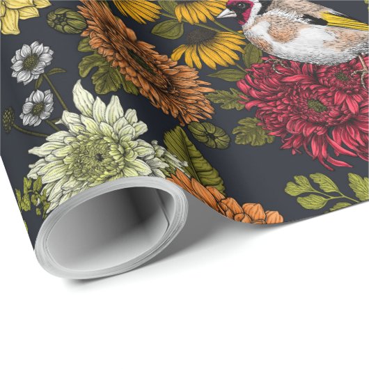 Gartenvögel und Blume 2 Geschenkpapier (Rolleneckpunkt)