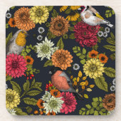 Gartenvögel und Blume 2 Getränkeuntersetzer (Vorderseite)