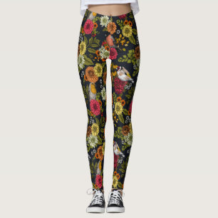 Gartenvögel und Blume 2 Leggings