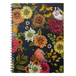 Gartenvögel und Blume 2 Notizblock