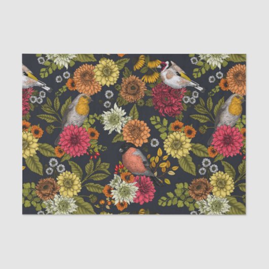 Gartenvögel und Blume 2 Seidenpapier (Vorderseite)